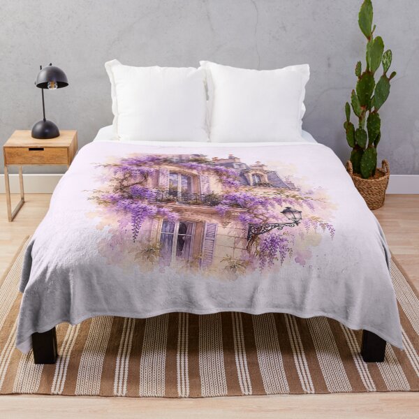 Item preview, Wisteria Covered Parisian Balcony Watercolor designed and sold by Blueberry-art23.
