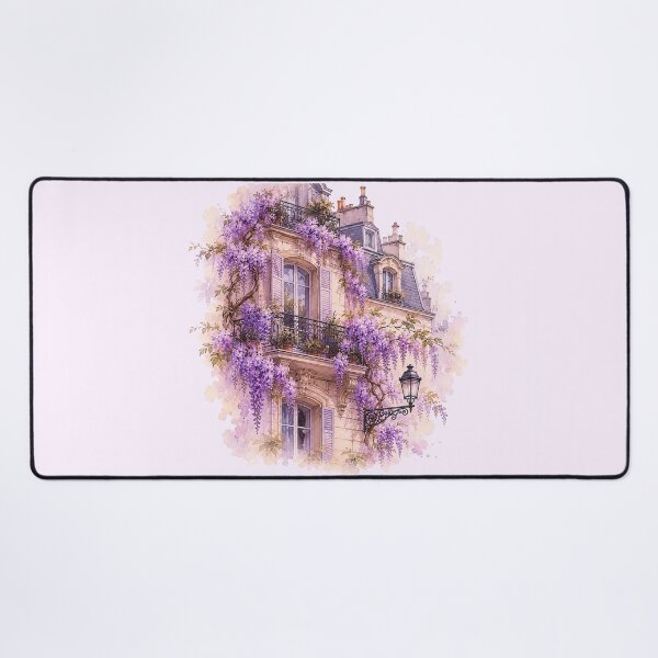 Item preview, Wisteria Covered Parisian Balcony Watercolor designed and sold by Blueberry-art23.