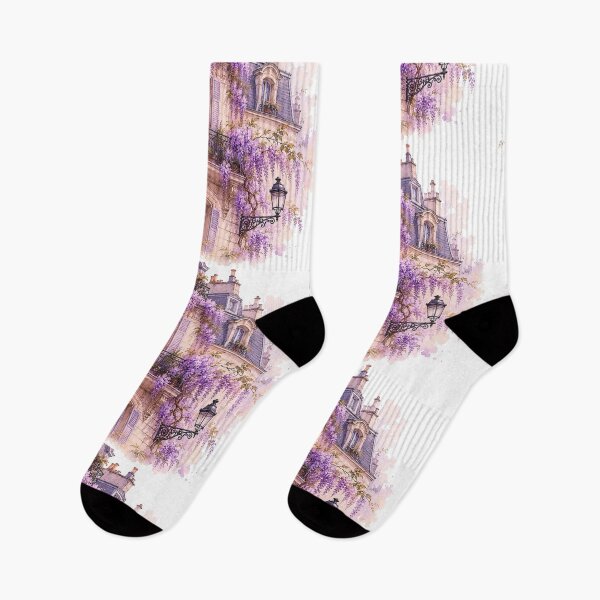 Item preview, Wisteria Covered Parisian Balcony Watercolor designed and sold by Blueberry-art23.