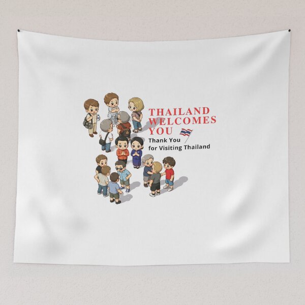 Item preview, Thailand Welcomes You Cute Chibi Tourist Greeting Graphic | Thai Culture Travel Cartoon Design designed and sold by Beeform.