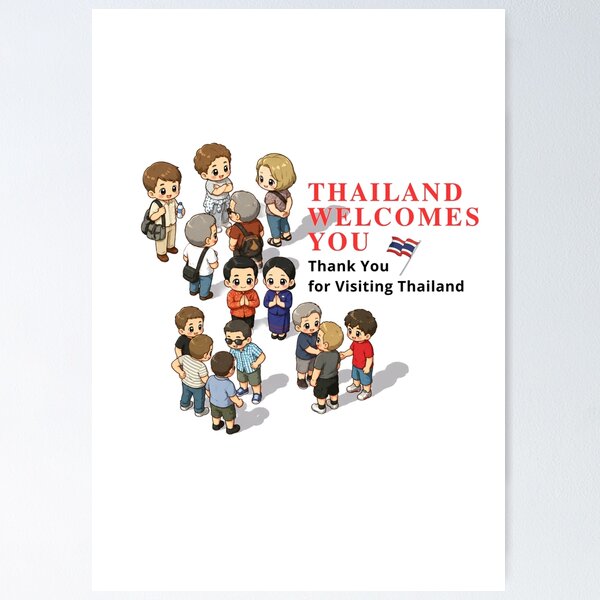 Item preview, Thailand Welcomes You Cute Chibi Tourist Greeting Graphic | Thai Culture Travel Cartoon Design designed and sold by Beeform.