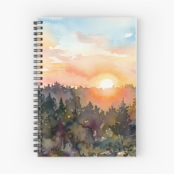 Item preview, Sunrise over tree tops. Watercolor designed and sold by Mia's Menagerie.