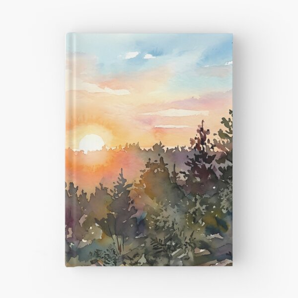 Item preview, Sunrise over tree tops. Watercolor designed and sold by Mia's Menagerie.