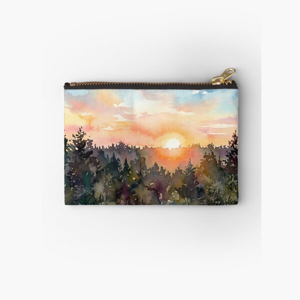 Item preview, Sunrise over tree tops. Watercolor designed and sold by Mia's Menagerie.