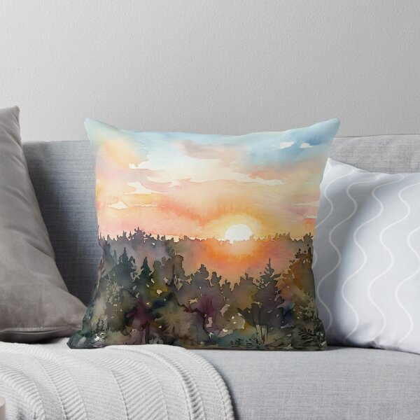 Item preview, Sunrise over tree tops. Watercolor designed and sold by Mia's Menagerie.