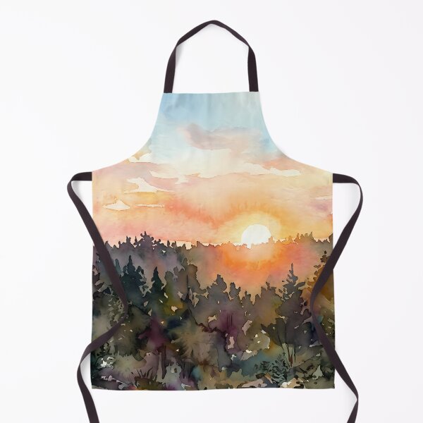 Item preview, Sunrise over tree tops. Watercolor designed and sold by Mia's Menagerie.