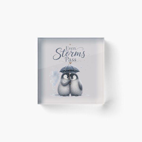 Item preview, Even Storms Pass, Cozy Penguin Couple Art, Romantic Winter Love Design designed and sold by JagrDesigns.