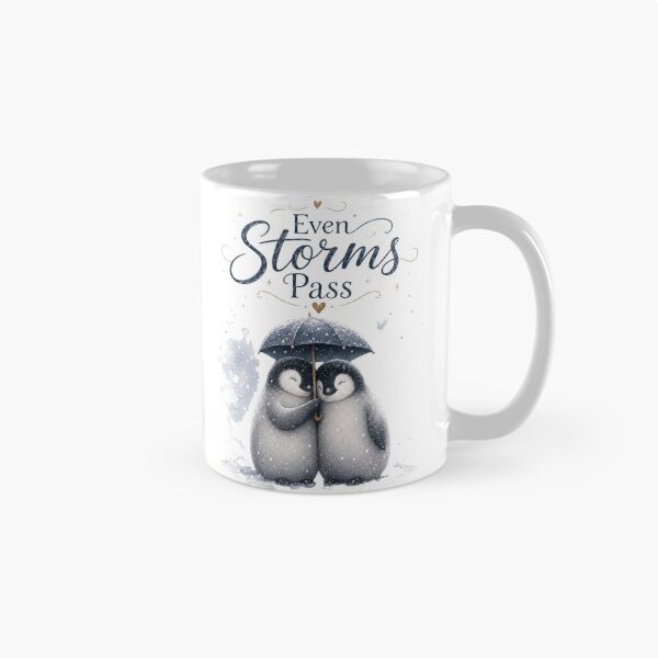 Item preview, Even Storms Pass, Cozy Penguin Couple Art, Romantic Winter Love Design designed and sold by JagrDesigns.