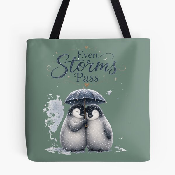 Item preview, Even Storms Pass, Cozy Penguin Couple Art, Romantic Winter Love Design designed and sold by JagrDesigns.