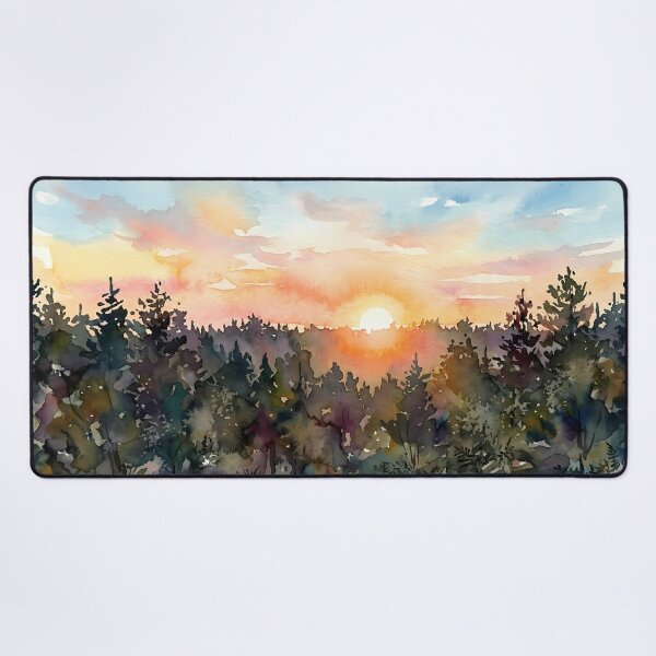 Item preview, Sunrise over tree tops. Watercolor designed and sold by Mia's Menagerie.