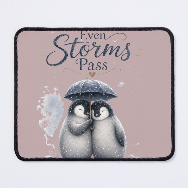 Item preview, Even Storms Pass, Cozy Penguin Couple Art, Romantic Winter Love Design designed and sold by JagrDesigns.