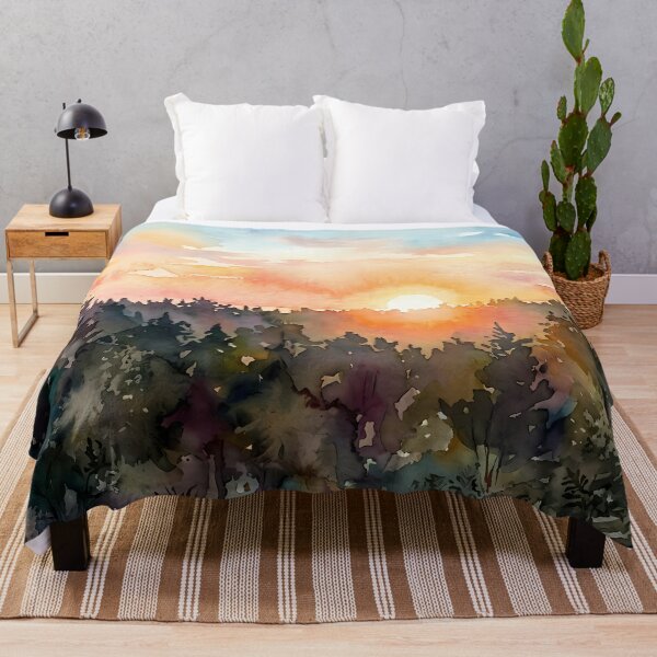 Item preview, Sunrise over tree tops. Watercolor designed and sold by Mia's Menagerie.
