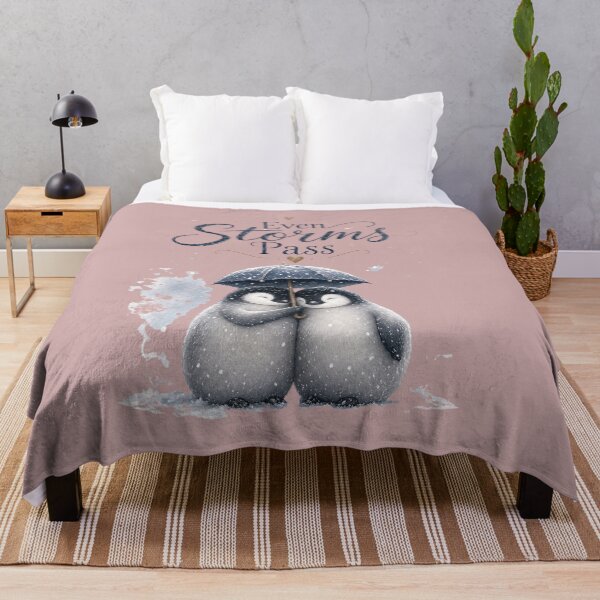 Item preview, Even Storms Pass, Cozy Penguin Couple Art, Romantic Winter Love Design designed and sold by JagrDesigns.