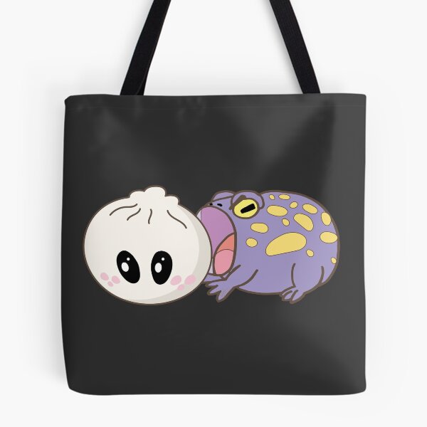 Item preview, Hungry Toad vs Giant Bao – Funny Frog Foodie Art designed and sold by SKETCHYANDGRAPHIC.