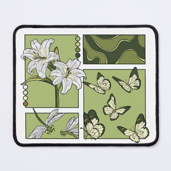 Item preview, White Lilies Flowers with Butterflies and dragonflies designed and sold by Smuchie.