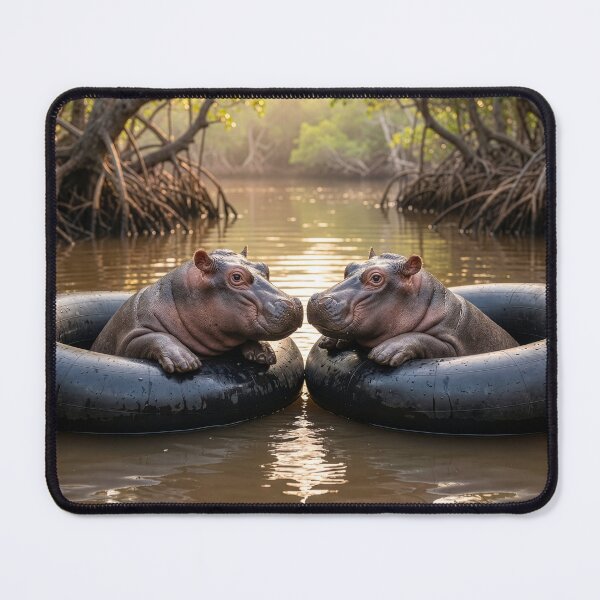 Item preview, Young Hippo Friends Enjoy a Good Float designed and sold by Tridentulus.