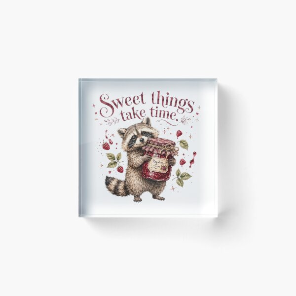 Item preview, Sweet Things Take Time Jam Raccoon Farmers Market designed and sold by AQUILAKREO.