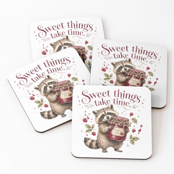 Item preview, Sweet Things Take Time Jam Raccoon Farmers Market designed and sold by AQUILAKREO.
