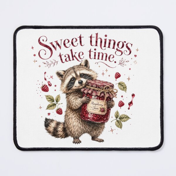 Item preview, Sweet Things Take Time Jam Raccoon Farmers Market designed and sold by AQUILAKREO.