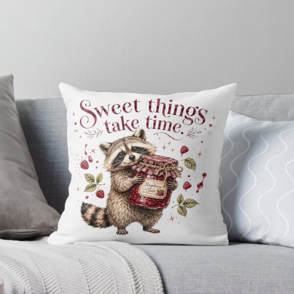 Item preview, Sweet Things Take Time Jam Raccoon Farmers Market designed and sold by AQUILAKREO.