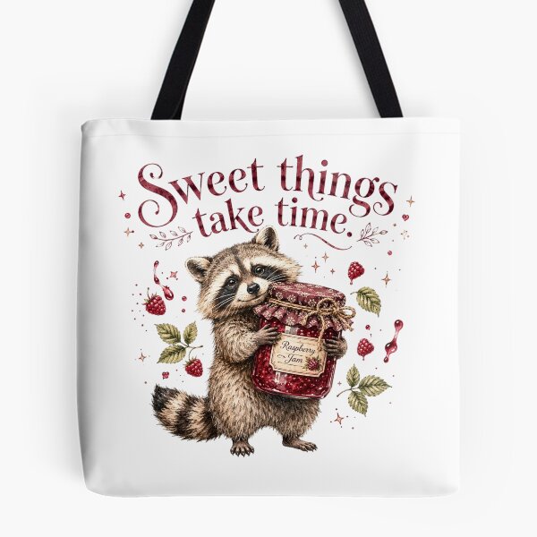 Item preview, Sweet Things Take Time Jam Raccoon Farmers Market designed and sold by AQUILAKREO.