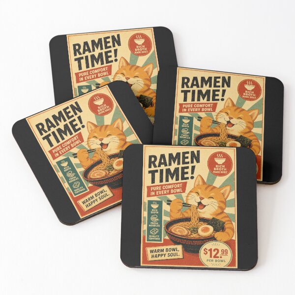 Item preview, Cute Ramen Cat Poster with Cozy Retro Japanese Food Advertisement Style designed and sold by eliramaison.