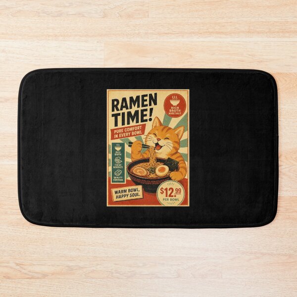Item preview, Cute Ramen Cat Poster with Cozy Retro Japanese Food Advertisement Style designed and sold by eliramaison.