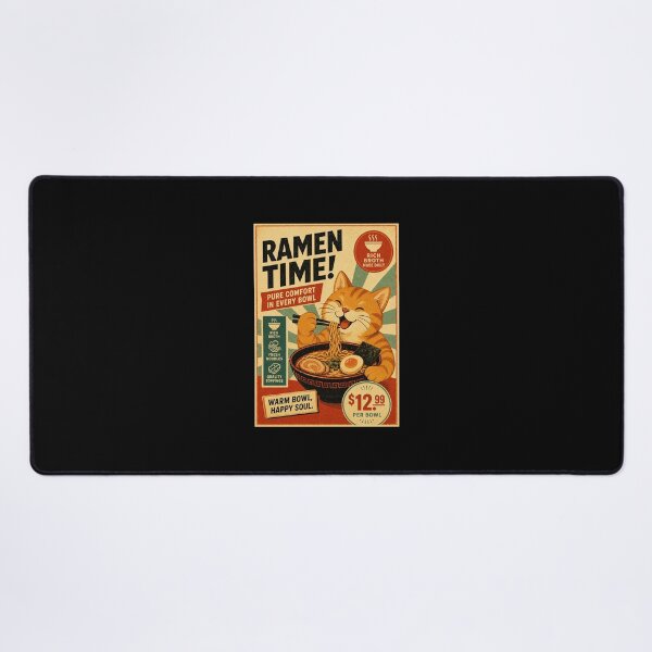 Item preview, Cute Ramen Cat Poster with Cozy Retro Japanese Food Advertisement Style designed and sold by eliramaison.