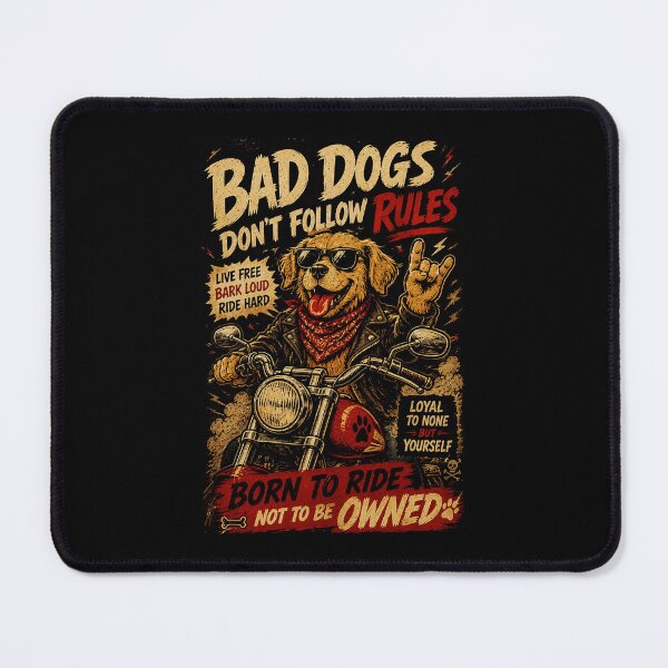 Item preview, Bad Dogs Don’t Follow Rules Funny Biker Dog Retro Rebel designed and sold by Modaozushi216.