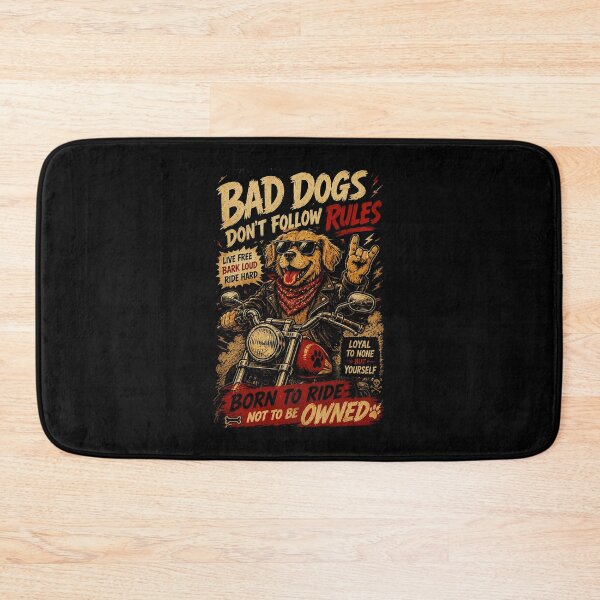 Item preview, Bad Dogs Don’t Follow Rules Funny Biker Dog Retro Rebel designed and sold by Modaozushi216.
