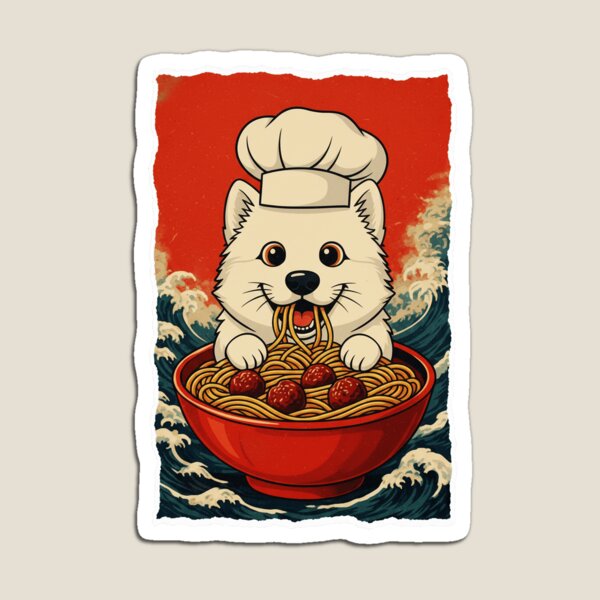 Item preview, Cute Ramen Cat Eating Spaghetti in Retro Japanese Wave designed and sold by JordynLadukeg65.