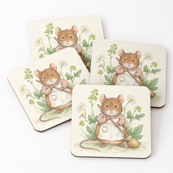 Item preview, Little Mouse Sweeping with a Broom Illustration designed and sold by Pasteltone.