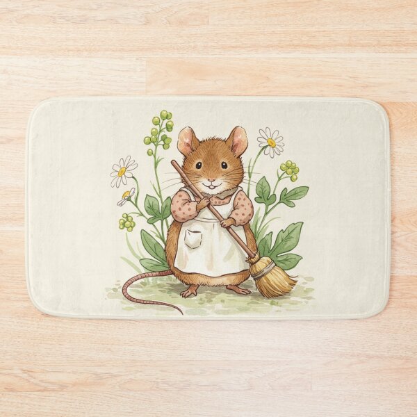 Item preview, Little Mouse Sweeping with a Broom Illustration designed and sold by Pasteltone.