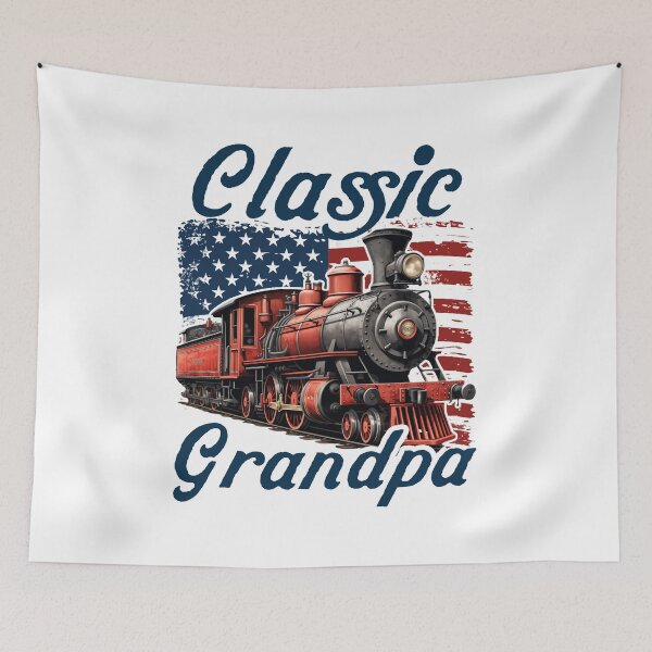 Item preview, Classic Grandpa Vintage Train American Flag designed and sold by Dmetalx Art Apparel.