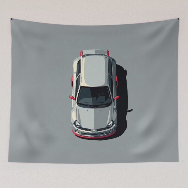 Item preview, Renault Clio V6 Renault Sport Silver Top View Vector Art designed and sold by Motorline44.