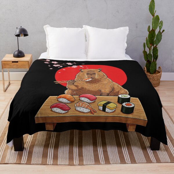 Item preview, Capybara Sushi Dinner Scene With Vintage Japanese Kawaii Anime Style designed and sold by titanlevi.