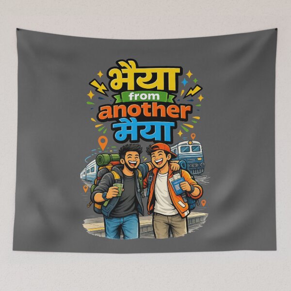 Item preview, Bhaiya from another Maiya - Travelers / Backpackers | Quirky Hindi Theme Tshirt designed and sold by freezed-frames.