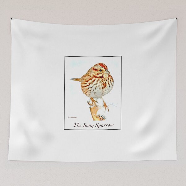 Item preview, Song Sparrow on Tree Stump in Winter designed and sold by AMacGPhilly.