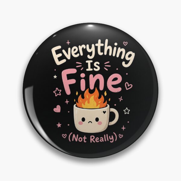 Item preview, Everything Is Fine (Not Really) Cute Anxiety Meme Black Background Funny Kawaii Mental Health Quote Design designed and sold by Sanika arts .