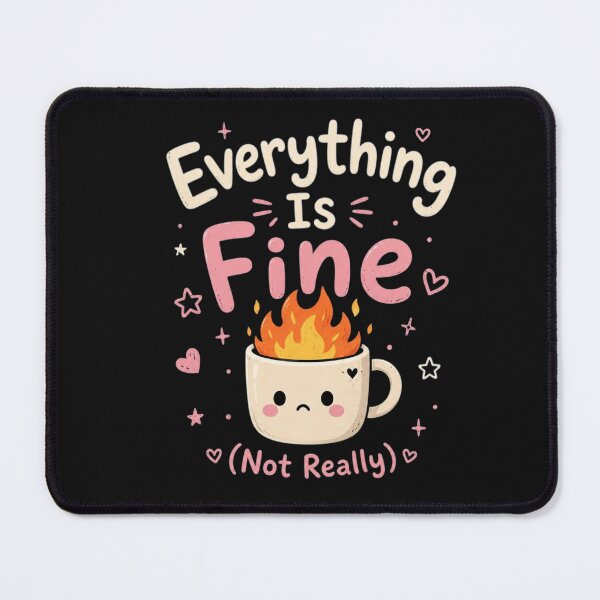 Item preview, Everything Is Fine (Not Really) Cute Anxiety Meme Black Background Funny Kawaii Mental Health Quote Design designed and sold by Sanika arts .