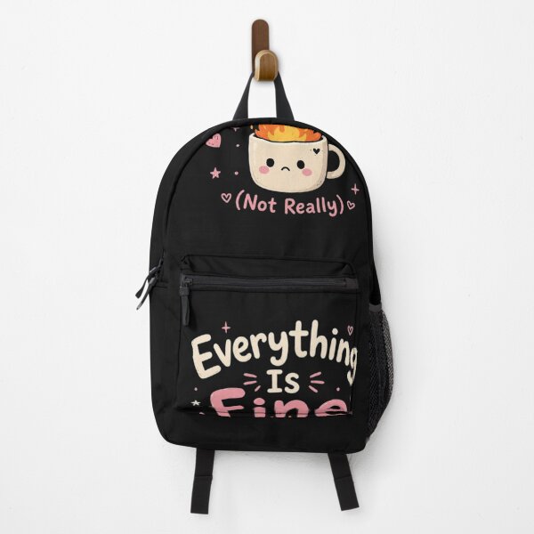 Item preview, Everything Is Fine (Not Really) Cute Anxiety Meme Black Background Funny Kawaii Mental Health Quote Design designed and sold by Sanika arts .