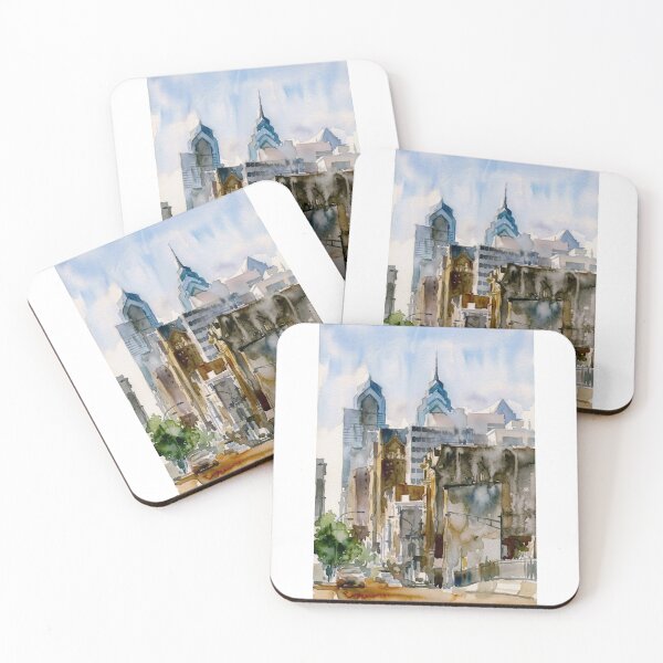 Item preview, Philly Skyline Watercolor Street designed and sold by caracatita75.