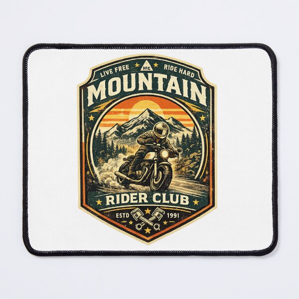 Item preview, Mountain Rider Club Vintage Motorcycle Adventure T-Shirt Design designed and sold by RelateAndTee.