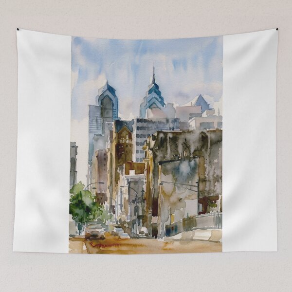 Item preview, Philly Skyline Watercolor Street designed and sold by caracatita75.