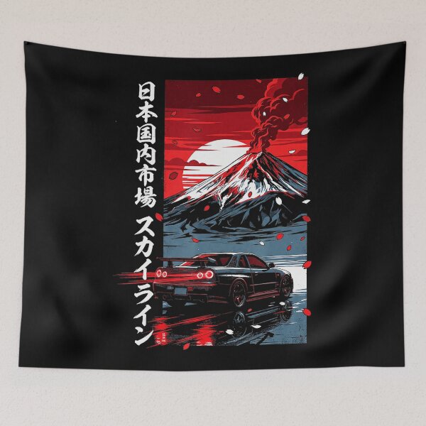Item preview, Retro Japanese Street Racing Drift Car Neon Mountain Poster designed and sold by titanlevi.