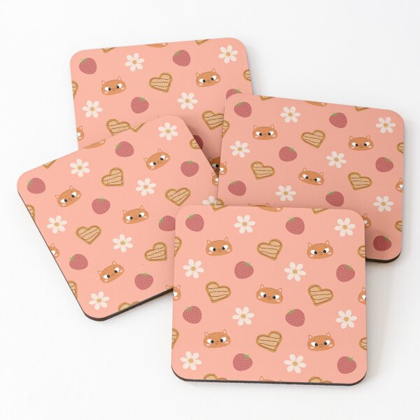 Item preview, Pattern "Cats, strawberries and waffles", pink background designed and sold by Allihorn.