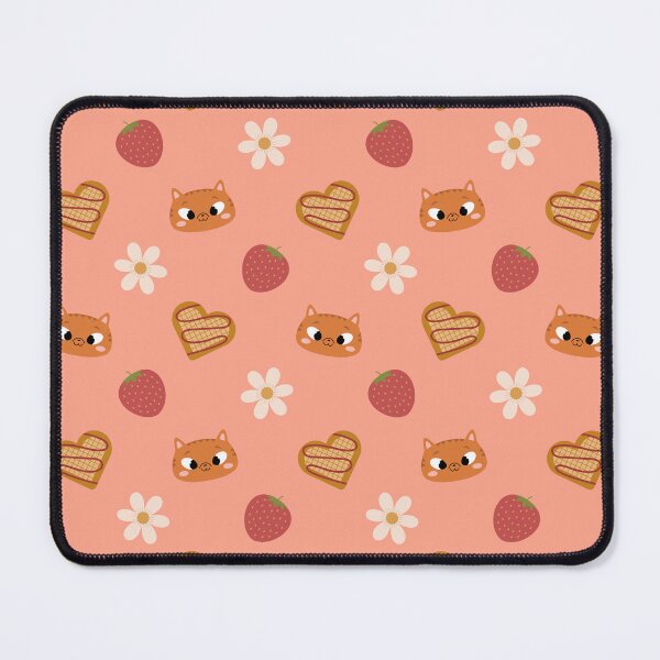 Item preview, Pattern "Cats, strawberries and waffles", pink background designed and sold by Allihorn.