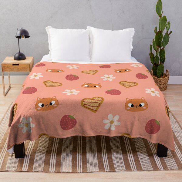 Item preview, Pattern "Cats, strawberries and waffles", pink background designed and sold by Allihorn.