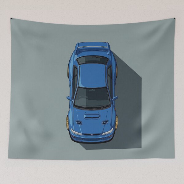 Item preview, Subaru Impreza 22B STi Sonic Blue WRC Top View Vector Art designed and sold by Motorline44.