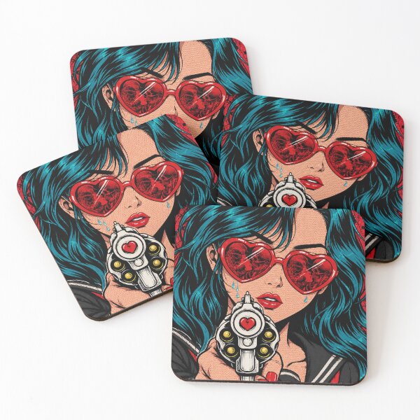 Item preview, Toxic Love Anime Girl – Pop Art Red Aesthetic Heartbreak Illustration designed and sold by saamessart.